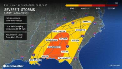 Southeast US to face a continued risk of severe weather this weekend Southeast US to face a continued risk of severe weather this weekend