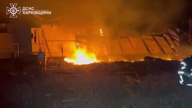 Emergency services battle blazes after Russian strikes in Ukraine Emergency services battle blazes after Russian strikes in Ukraine