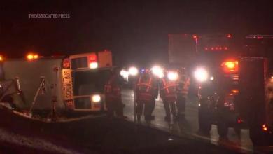 15 injured when school bus overturns on Garden State Parkway in New Jersey 15 injured when school bus overturns on Garden State Parkway in New Jersey