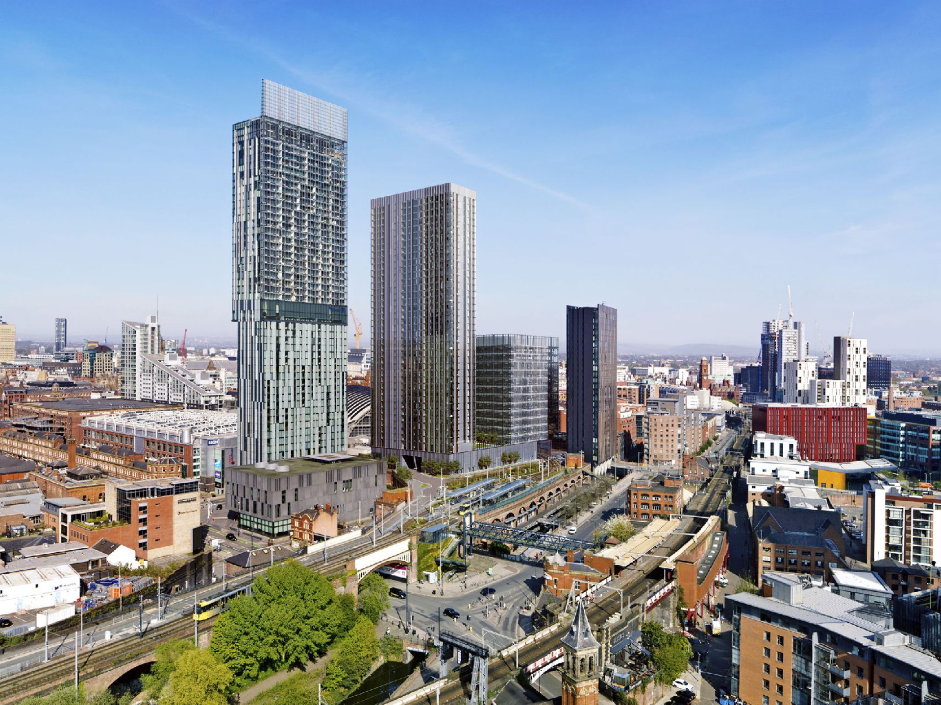 A stunning view of the Beetham Tower in Manchester showcasing its modern architecture against a vibrant city backdrop. A stunning view of the Beetham Tower in Manchester showcasing its modern architecture against a vibrant city backdrop.