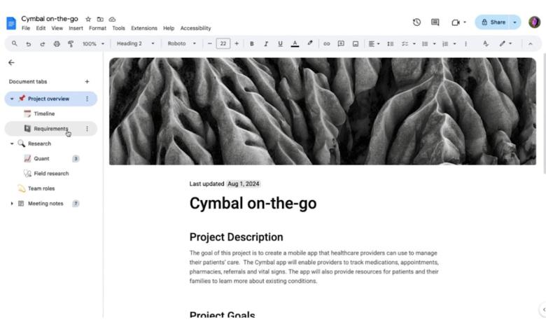 Google Docs adds tabs to help you stay organized Google Docs adds tabs to help you stay organized