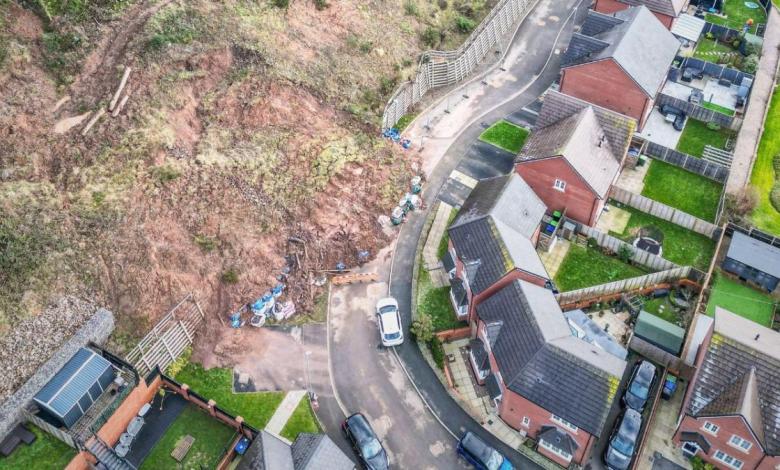 £400k Landlords build new homes “cut off” by landslip blocking road £400k Landlords build new homes “cut off” by landslip blocking road