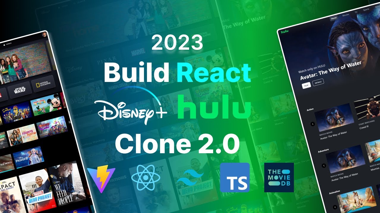 Build Disney & Hulu Clone: React, Vite, Tailwind, TypeScript, TMDB Build Disney & Hulu Clone: React, Vite, Tailwind, TypeScript, TMDB