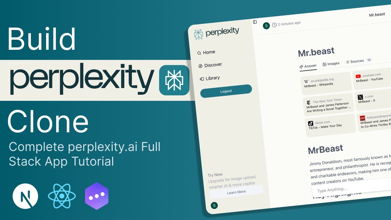 Build Perplexity AI Clone with Next.js, React,Tailwind Css, Inngest | Full Stack AI App Build Perplexity AI Clone with Next.js, React,Tailwind Css, Inngest | Full Stack AI App