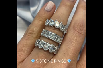 5-Stone Wedding Bands: Pear, Emerald and Oval 5-Stone Wedding Bands: Pear, Emerald and Oval