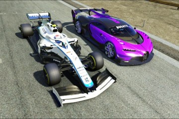F1 Williams Nicholas Latifi 2020 vs Bugatti Vision GT at Old Spa F1 Williams Nicholas Latifi 2020 vs Bugatti Vision GT at Old Spa