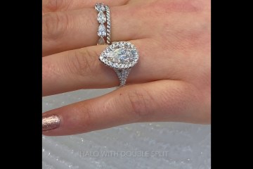 2 carat Pear Shape Moissanite Halo Split Band Ring 2 carat Pear Shape Moissanite Halo Split Band Ring