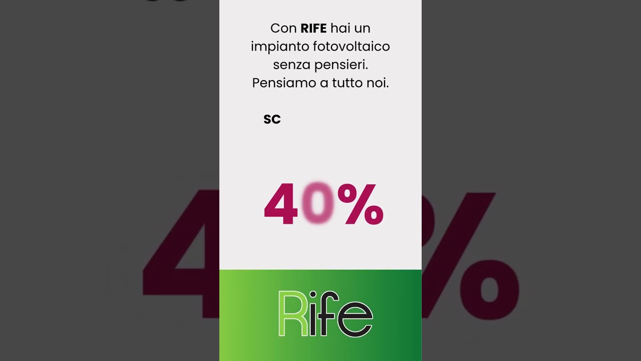 Con RIFE hai un impianto fotovoltaico senza pensieri. Pensiamo a tutto noi. SCOPRI DI PIÙ SUL… Con RIFE hai un impianto fotovoltaico senza pensieri. Pensiamo a tutto noi. SCOPRI DI PIÙ SUL…