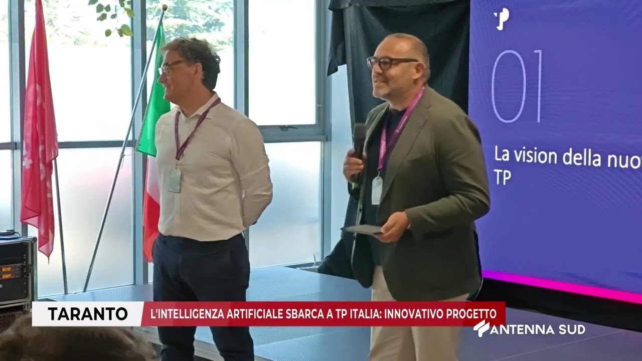 01 LUGLIO 2025 TARANTO L’INTELLIGENZA ARTIFICIALE SBARCA A TP ITALIA, INNOVATIVO PROGETTO 01 LUGLIO 2025 TARANTO L’INTELLIGENZA ARTIFICIALE SBARCA A TP ITALIA, INNOVATIVO PROGETTO