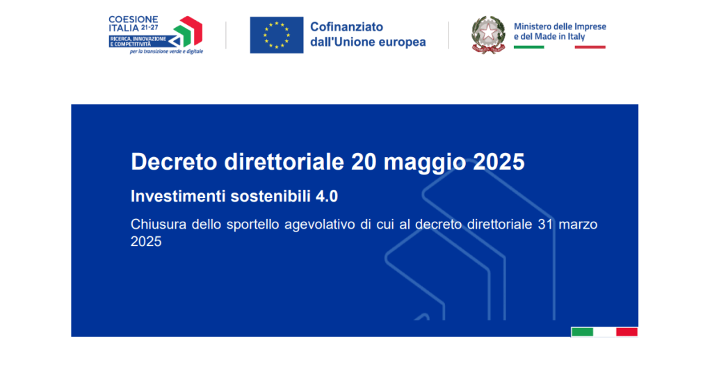 Investimenti sostenibili 4.0, stop alle domande Investimenti sostenibili 4.0, stop alle domande