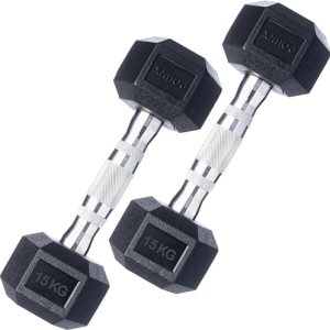 POWRX Hexagon Kurzhanteln Set – 30 kg – 2 x 15 kg – Mit POWRX Hexagon Kurzhanteln Set – 30 kg – 2 x 15 kg – Mit