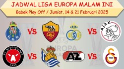 Hasil Playoff 16 Besar Liga Europa Tadi Malam 13-14 Februari 2025 Hasil Playoff 16 Besar Liga Europa Tadi Malam 13-14 Februari 2025