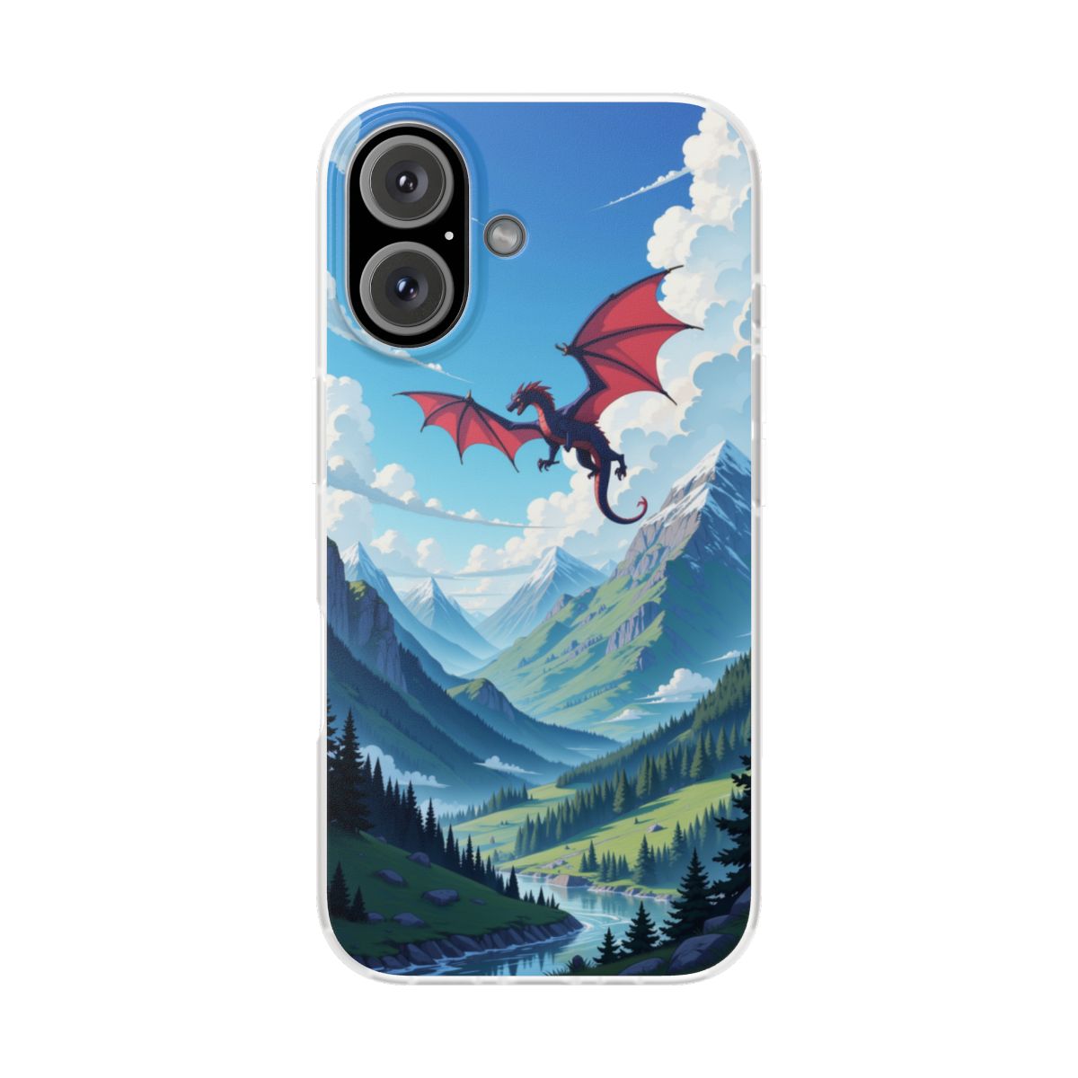 Dragon Over Peaks iPhone 16 Flexi Phone Case Dragon Over Peaks iPhone 16 Flexi Phone Case