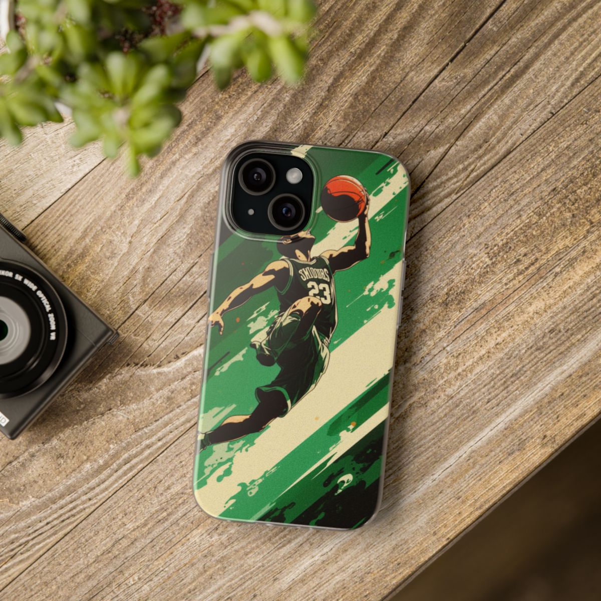 Retro Hoops Scene iPhone 15 Flexi Phone Case Retro Hoops Scene iPhone 15 Flexi Phone Case