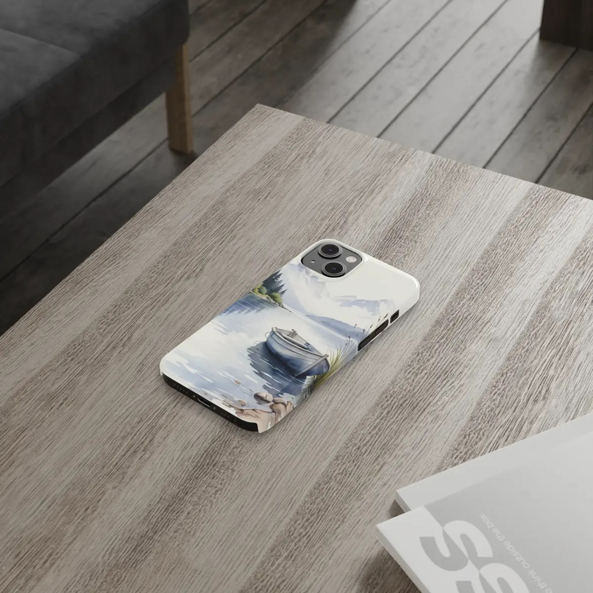 Lake Boat Scene Slim Phone Case Lake Boat Scene Slim Phone Case