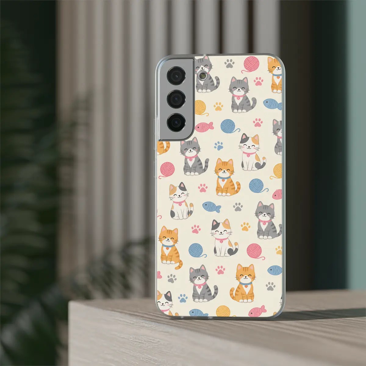 Cat Play Pattern Flexi Phone Case Cat Play Pattern Flexi Phone Case