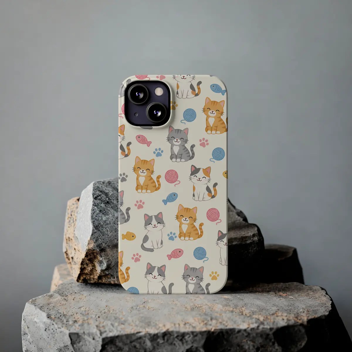 Cat Play Pattern Slim Phone Case Cat Play Pattern Slim Phone Case