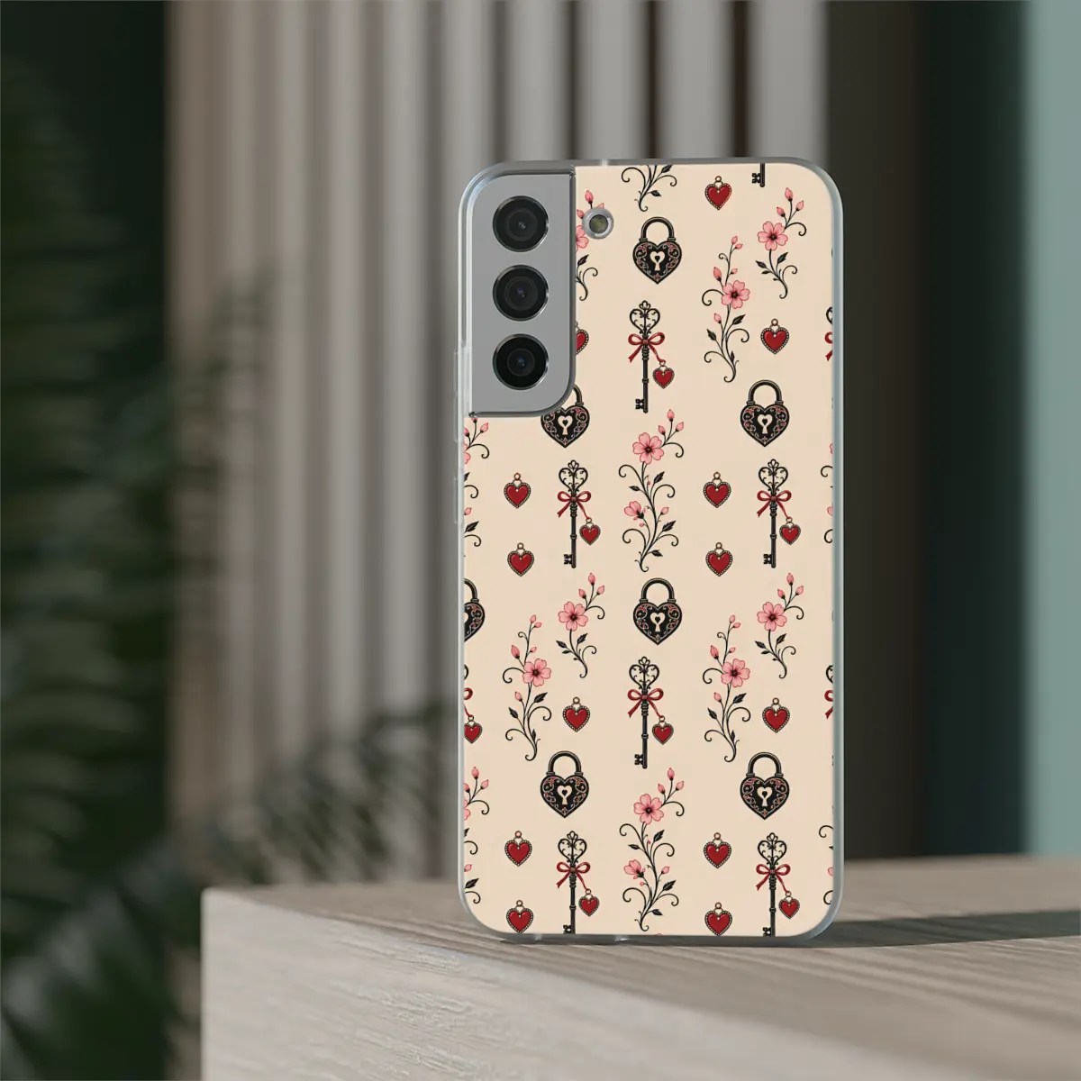 Heart Key Pattern Flexi Phone Case Heart Key Pattern Flexi Phone Case
