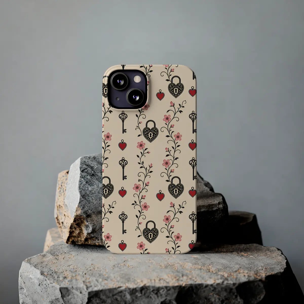 Heart Key Pattern Slim Phone Case Heart Key Pattern Slim Phone Case