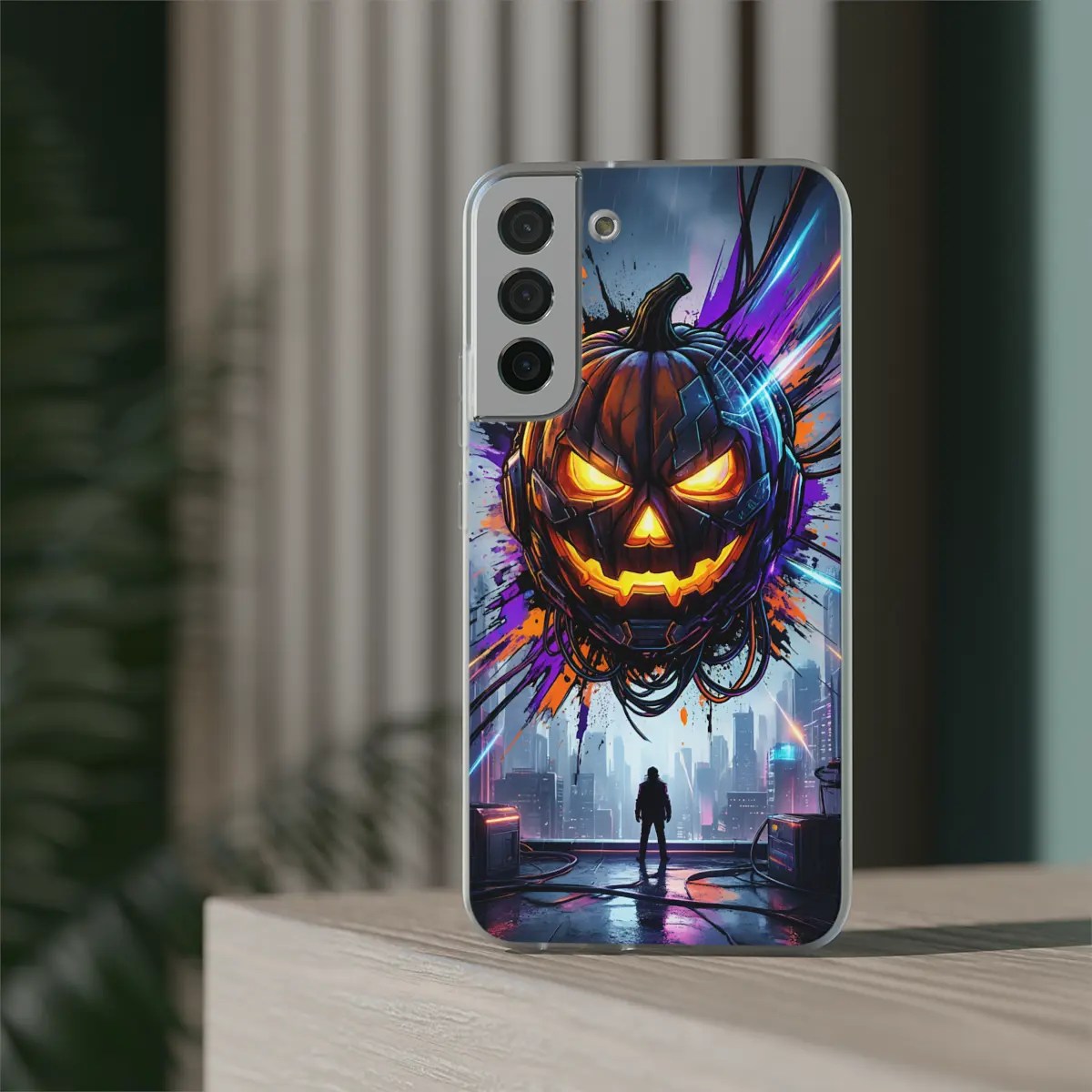 Neon Pumpkin Night Flexi Phone Case Neon Pumpkin Night Flexi Phone Case