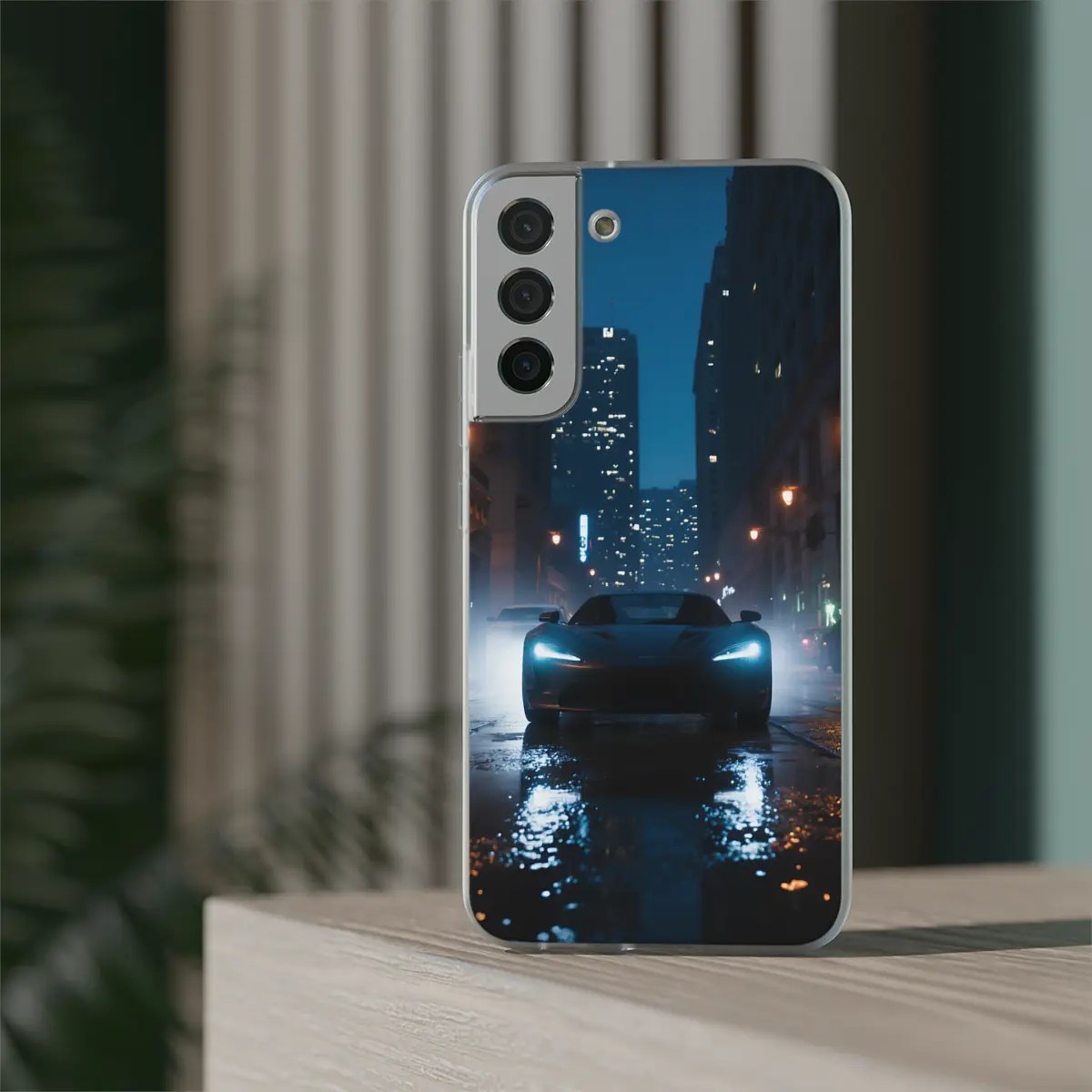 Night Street Car Flexi Phone Case Night Street Car Flexi Phone Case
