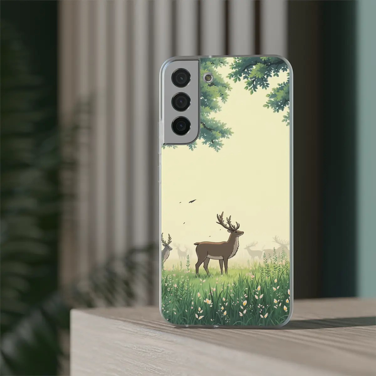 Misty Deer Meadow Flexi Phone Case Misty Deer Meadow Flexi Phone Case