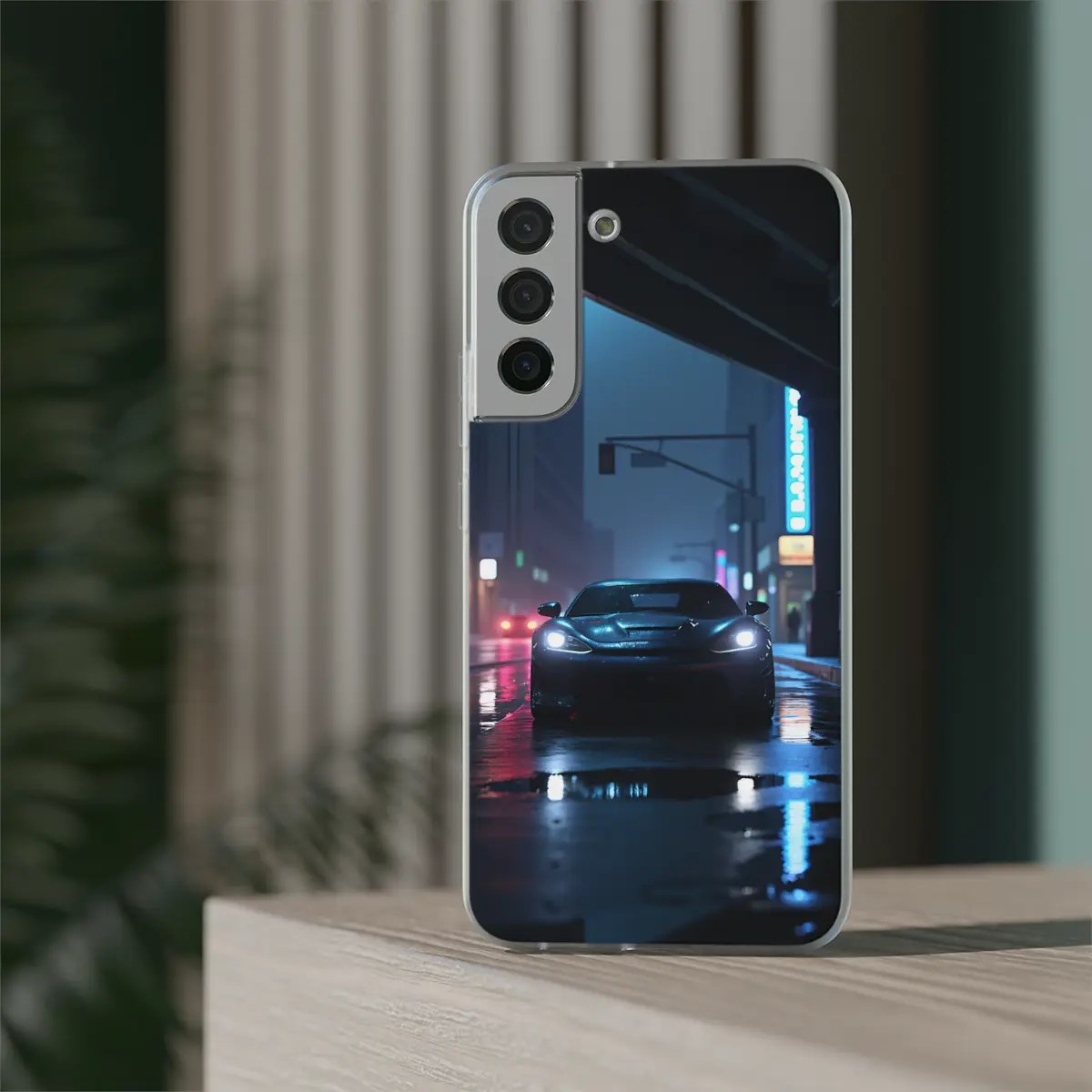 Rainy Car Night Flexi Phone Case Rainy Car Night Flexi Phone Case