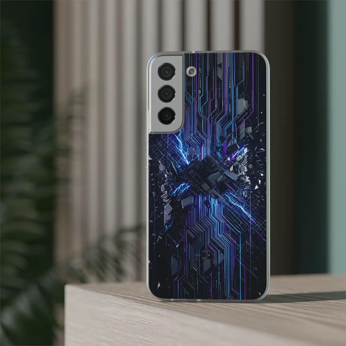 Neon Circuit Rain Flexi Phone Case Neon Circuit Rain Flexi Phone Case