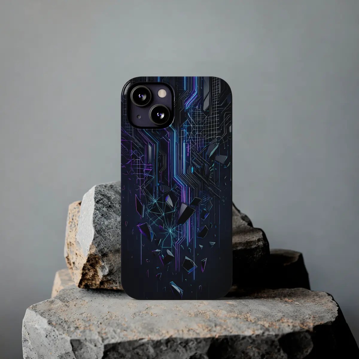 Neon Circuit Rain Slim Phone Case Neon Circuit Rain Slim Phone Case