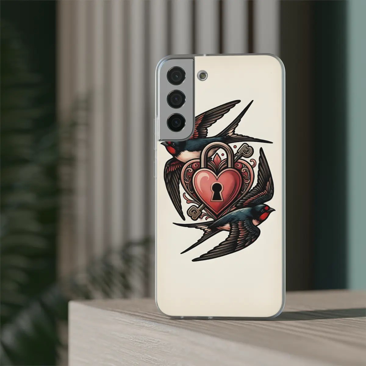 Swallow Heart Lock Flexi Phone Case Swallow Heart Lock Flexi Phone Case