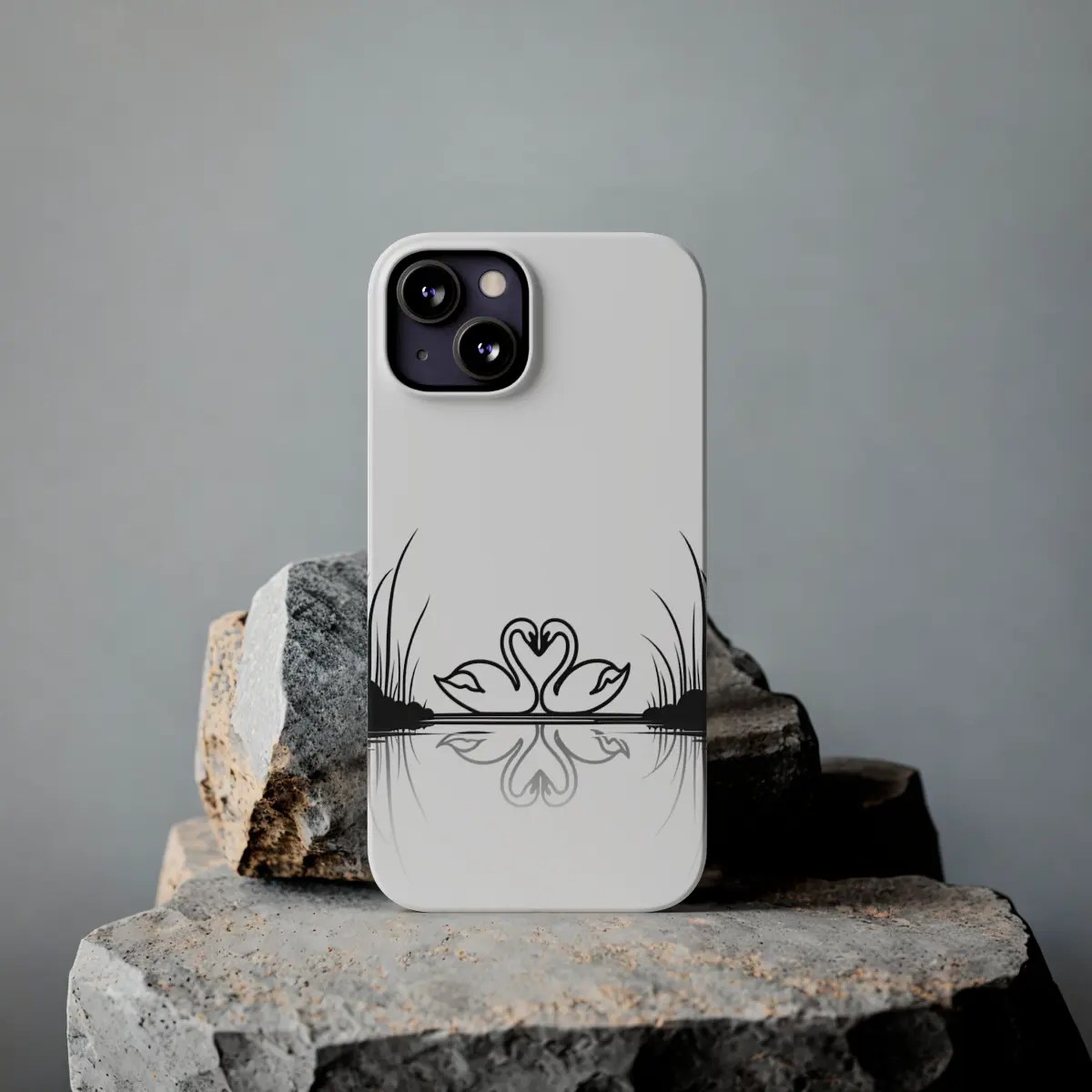 Swan Heart Pair Slim Phone Case Swan Heart Pair Slim Phone Case