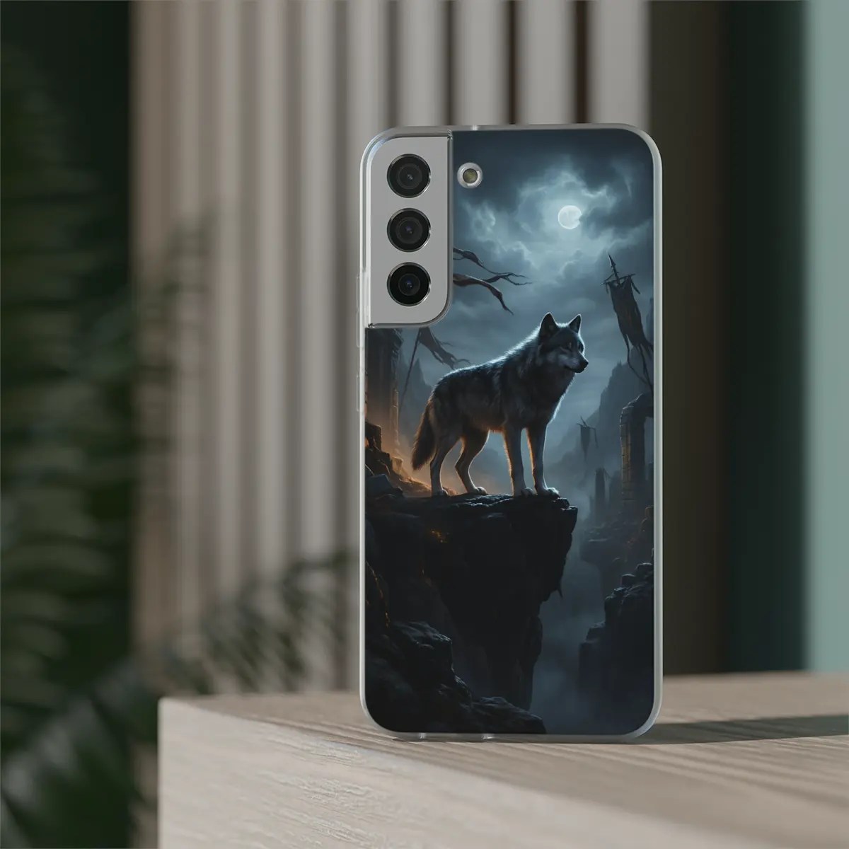 Wolf Moon Cliff Flexi Phone Case Wolf Moon Cliff Flexi Phone Case