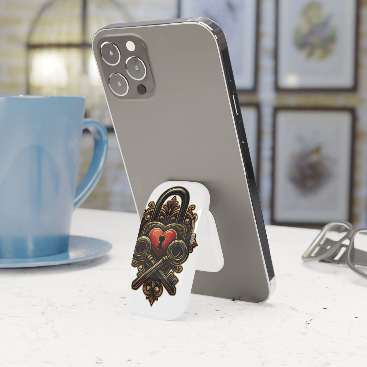 Heart Lock Key Click-On Grip Heart Lock Key Click-On Grip