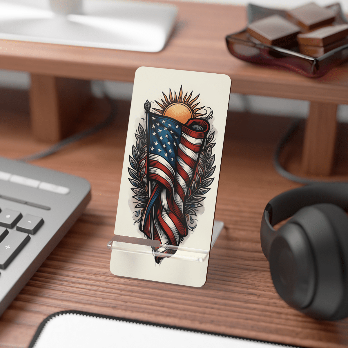 Patriotic Sun Crest Phone Display Stand Patriotic Sun Crest Phone Display Stand