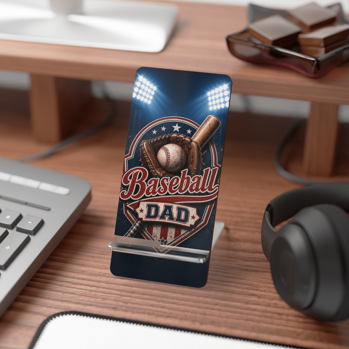 Baseball Dad Badge Phone Display Stand Baseball Dad Badge Phone Display Stand