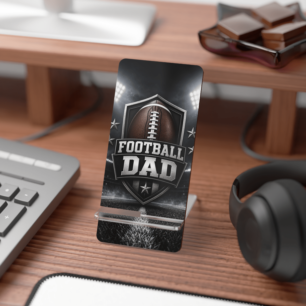Football Dad Shield Phone Display Stand Football Dad Shield Phone Display Stand