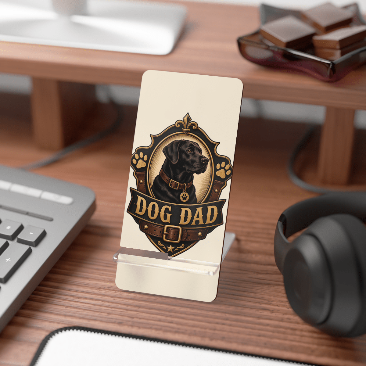 Dog Dad Badge Phone Display Stand Dog Dad Badge Phone Display Stand