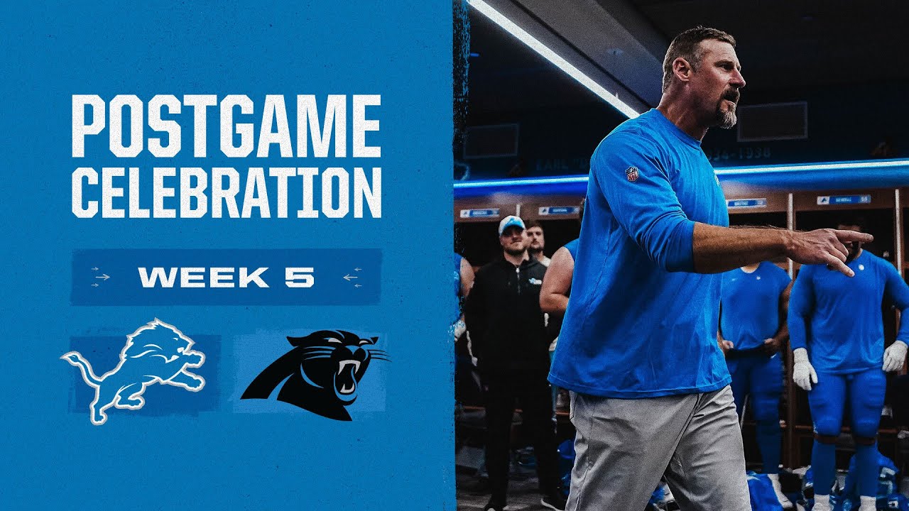 Lions vs. Panthers postgame locker room celebration Lions vs. Panthers postgame locker room celebration