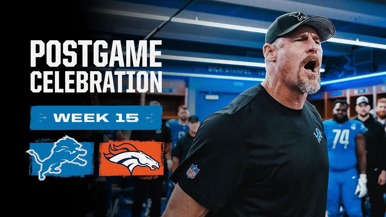 Lions vs. Broncos postgame locker room celebration Lions vs. Broncos postgame locker room celebration