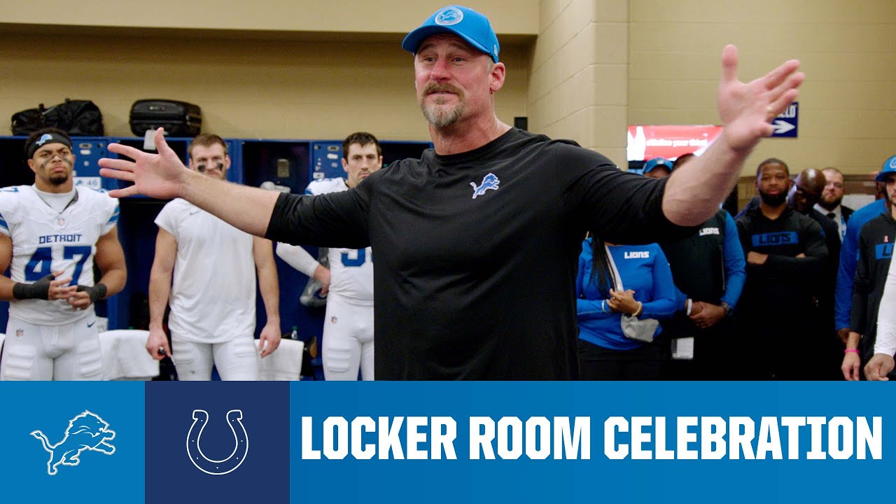 Lions at Colts postgame locker room celebration Lions at Colts postgame locker room celebration