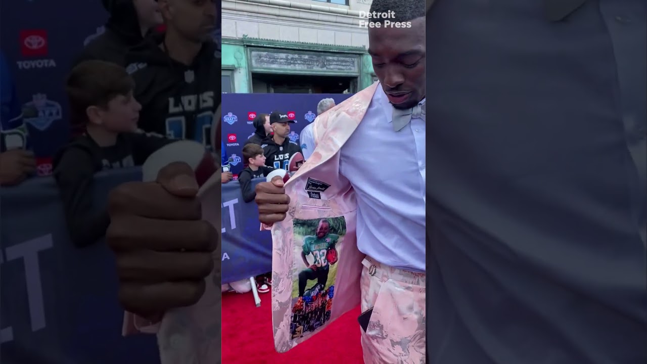 Terrion Arnold, Detroit Lions draft pick, shows off suit at NFL draft red carpet Terrion Arnold, Detroit Lions draft pick, shows off suit at NFL draft red carpet