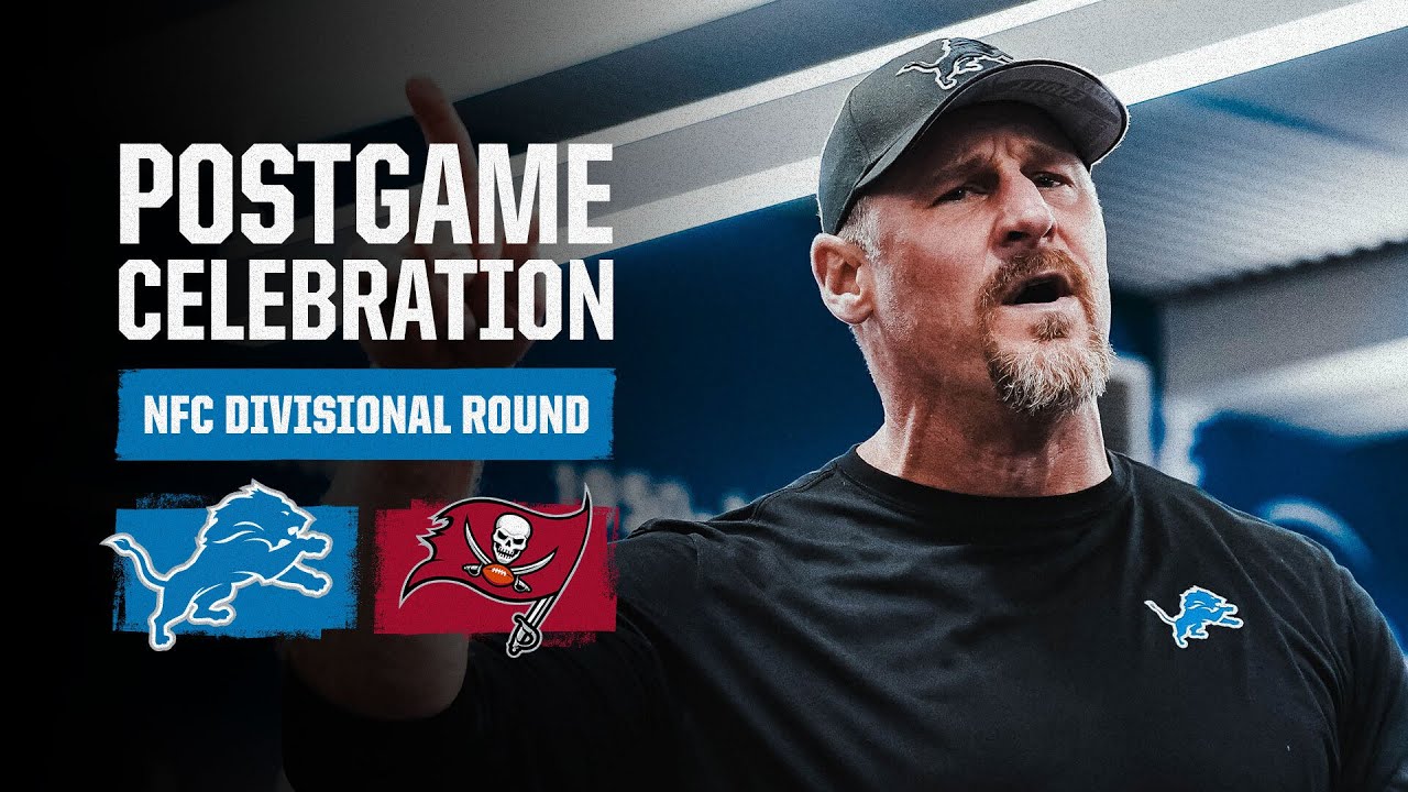 Lions vs. Buccaneers postgame locker room celebration Lions vs. Buccaneers postgame locker room celebration