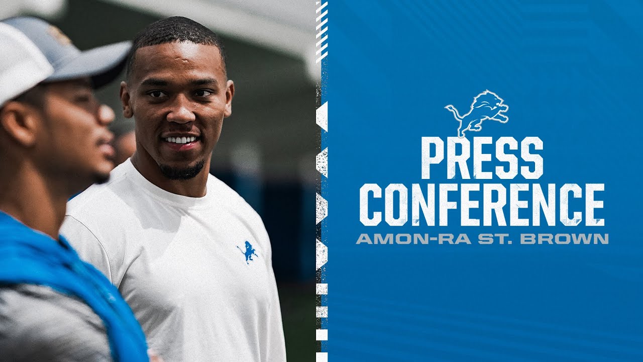 Amon-Ra St. Brown speaks to the media on April 18 Amon-Ra St. Brown speaks to the media on April 18