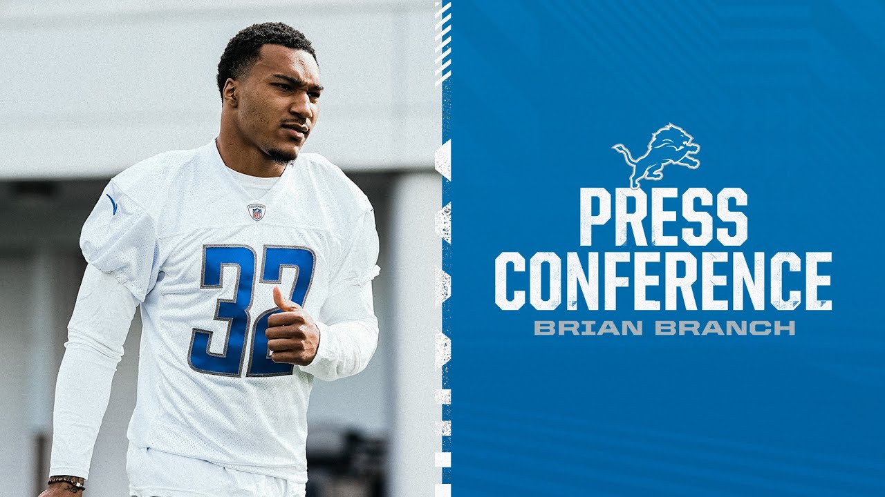 Brian Branch speaks to the media during rookie minicamp Brian Branch speaks to the media during rookie minicamp