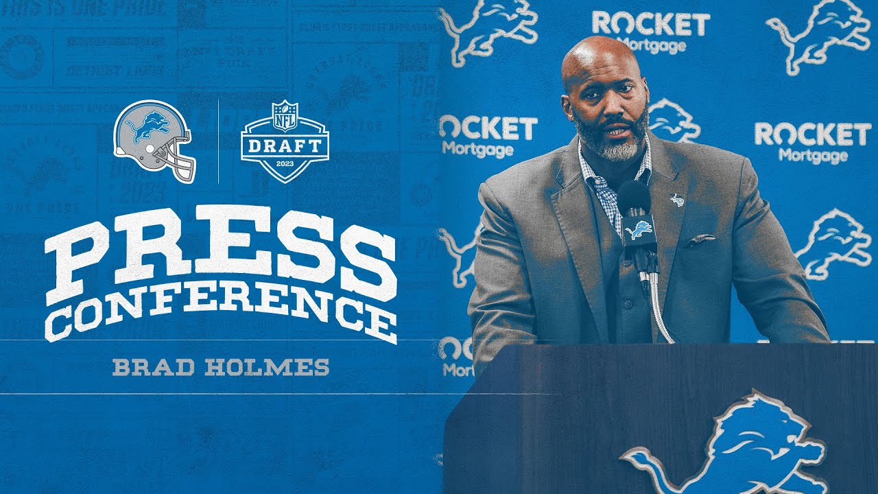 Executive Vice President and General Manager Brad Holmes NFL Draft Night 1 press conference Executive Vice President and General Manager Brad Holmes NFL Draft Night 1 press conference
