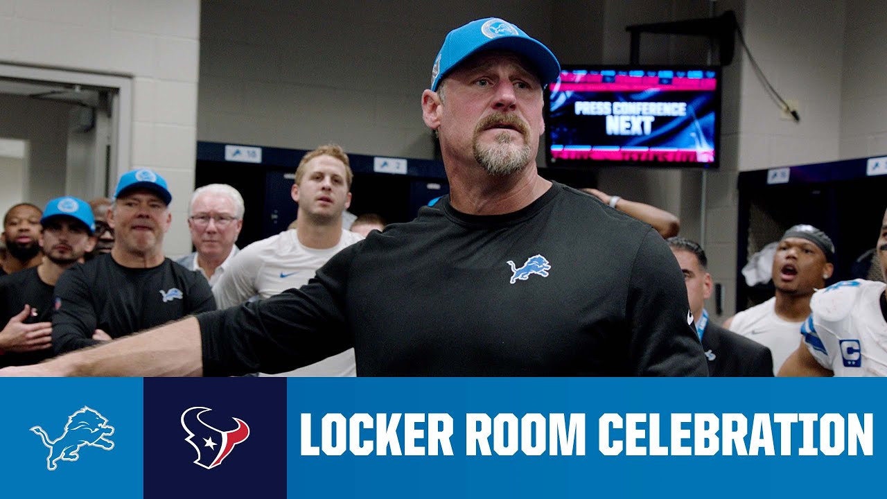 Lions at Texans postgame locker room celebration Lions at Texans postgame locker room celebration