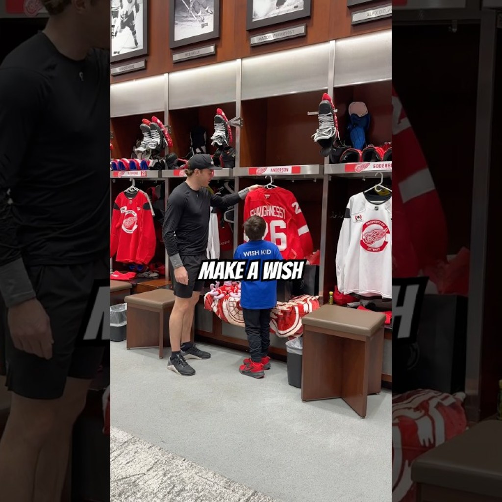 Anderson from Make A Wish Michigan had his wish granted with the Detroit Red Wings Anderson from Make A Wish Michigan had his wish granted with the Detroit Red Wings