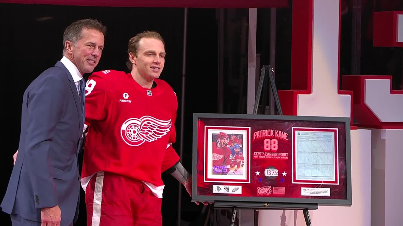 Kane honored by Modano and Wings as #1 American scorer Kane honored by Modano and Wings as #1 American scorer