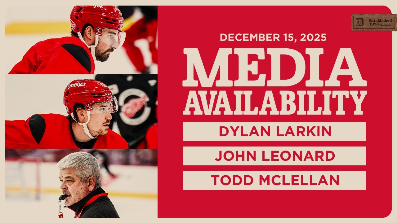 Dylan Larkin, John Leonard, Todd McLellan Practice Media | Dec. 15, 2025 Dylan Larkin, John Leonard, Todd McLellan Practice Media | Dec. 15, 2025