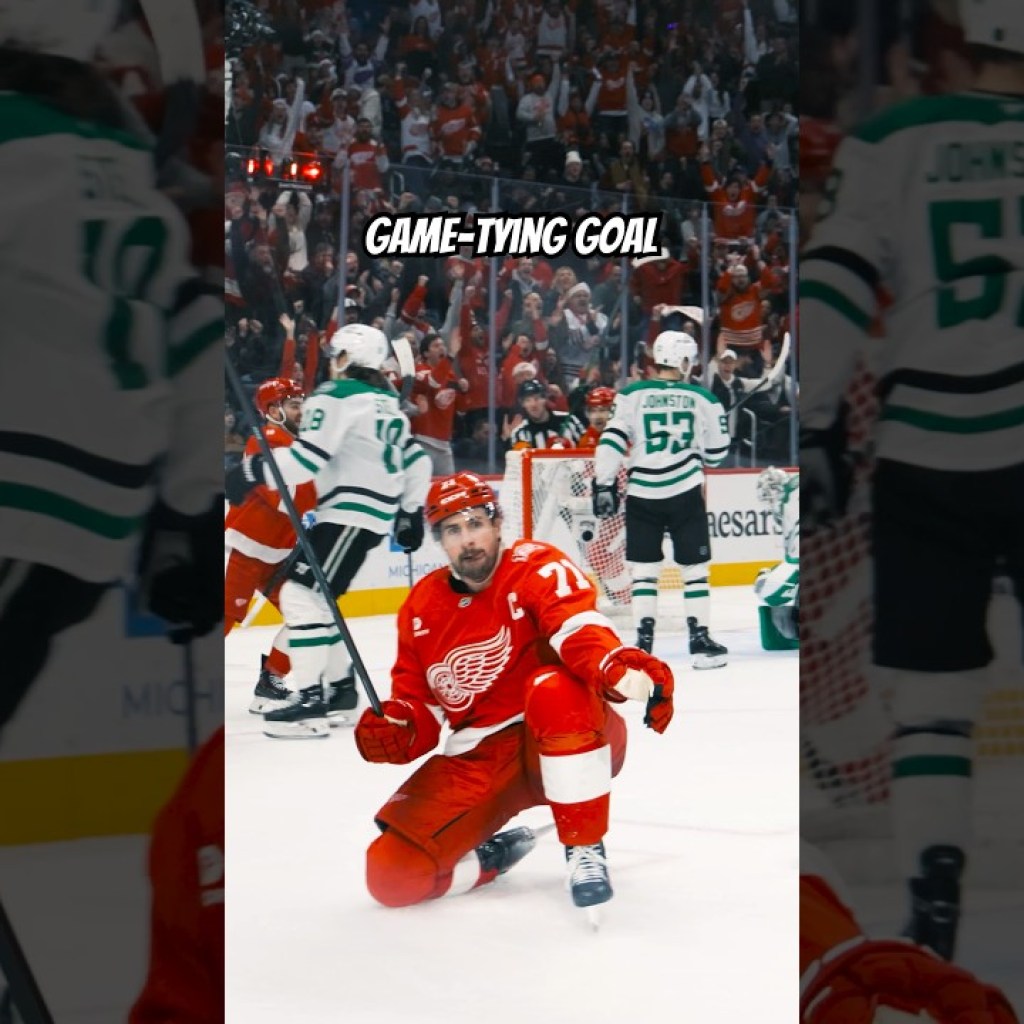 Make eye contact with Dylan Larkin after he scores the game-tying goal vs. Dallas Make eye contact with Dylan Larkin after he scores the game-tying goal vs. Dallas